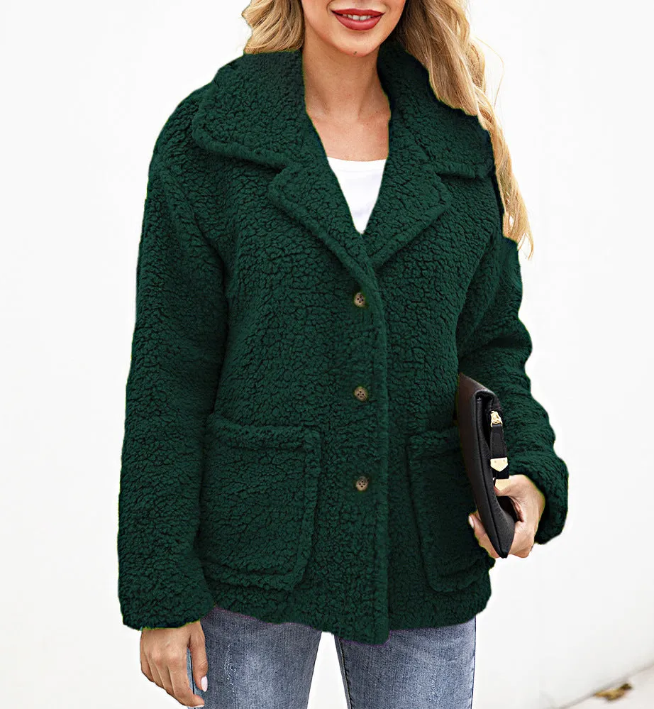 Fall / Winter Button Lapel Pocket Blouse