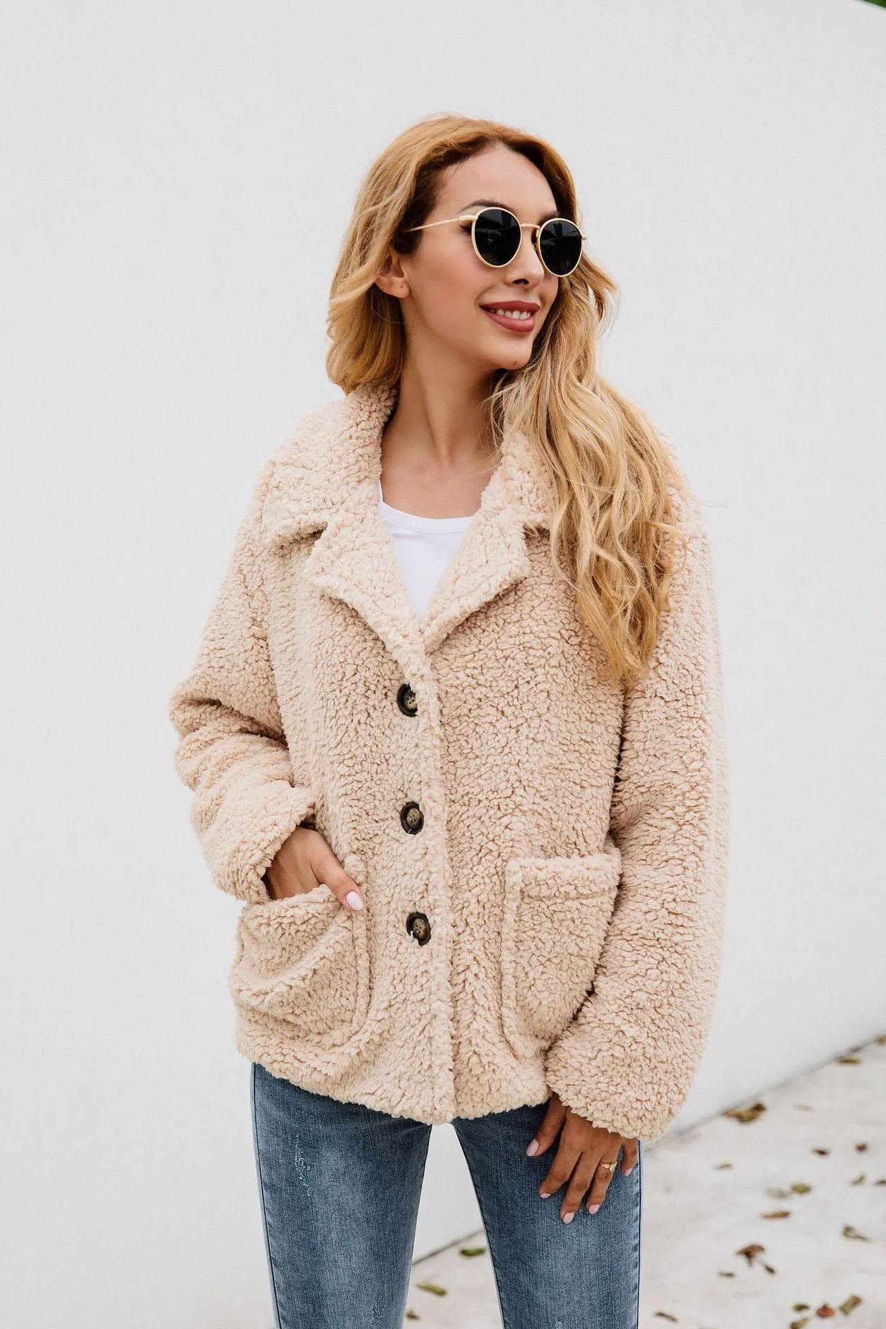 Fall / Winter Button Lapel Pocket Blouse