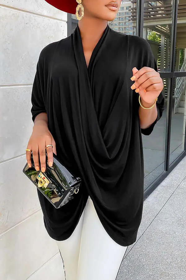 Fashion V Neck Pleated Blouses