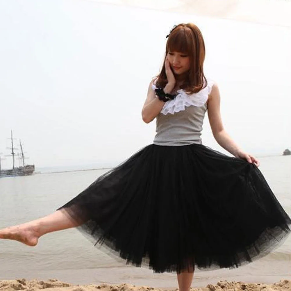 Fashion Women Princess Lace Fairy Style Multilayer Tulle Skirt Bouffant Long skirts