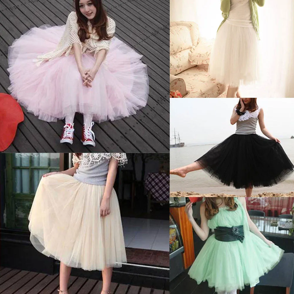 Fashion Women Princess Lace Fairy Style Multilayer Tulle Skirt Bouffant Long skirts
