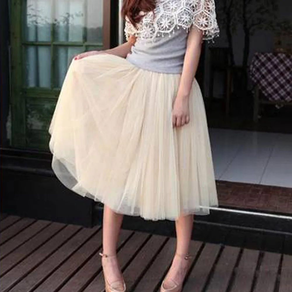 Fashion Women Princess Lace Fairy Style Multilayer Tulle Skirt Bouffant Long skirts