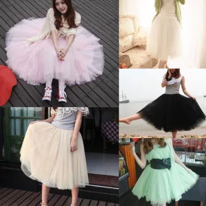 Fashion Women Princess Lace Fairy Style Multilayer Tulle Skirt Bouffant Long skirts