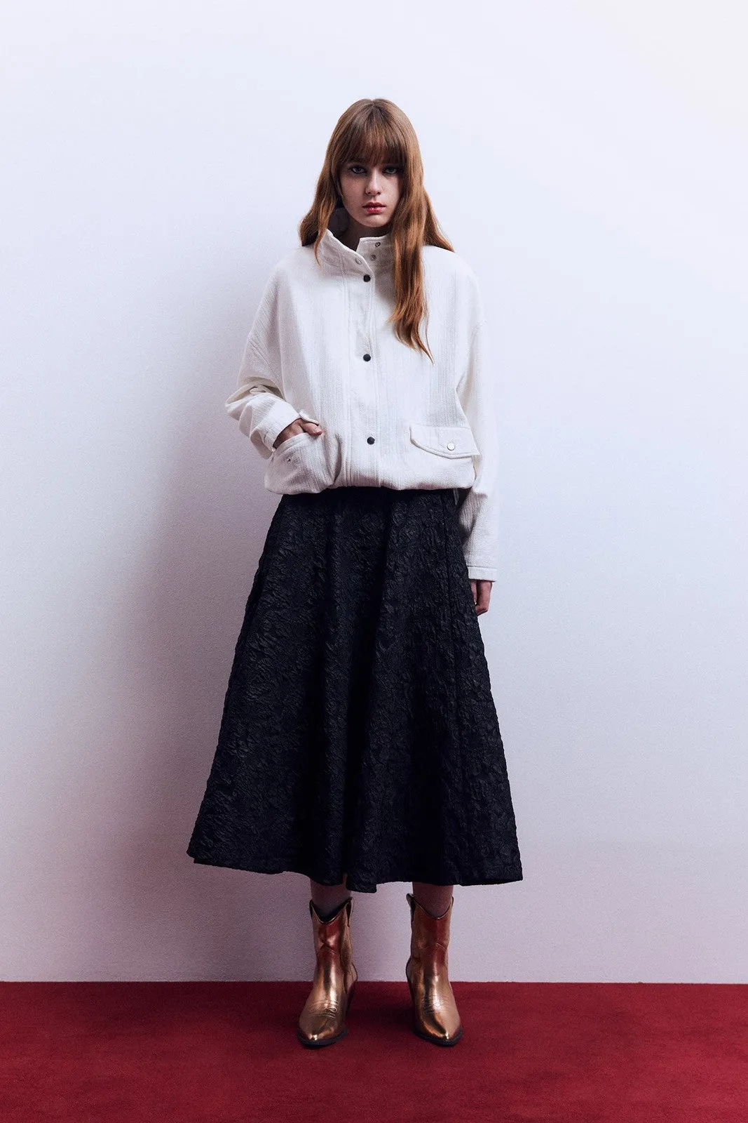 Flared jacquard skirt - Black
