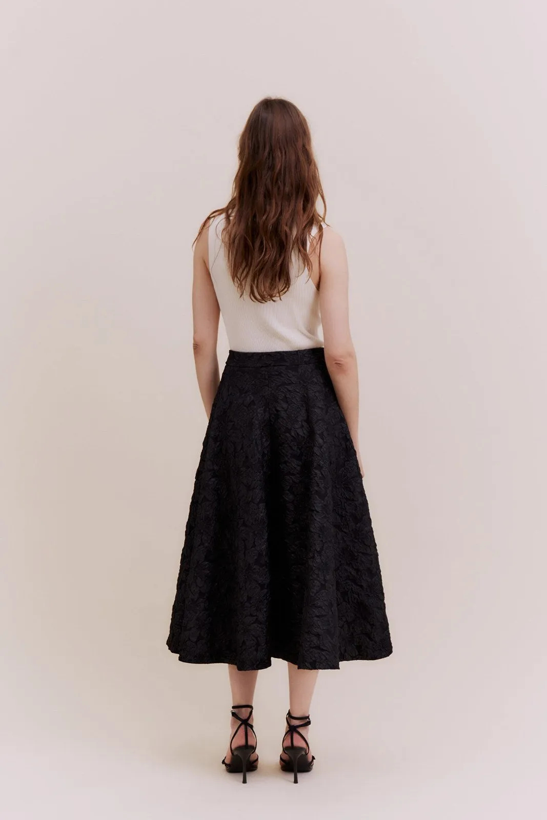 Flared jacquard skirt - Black