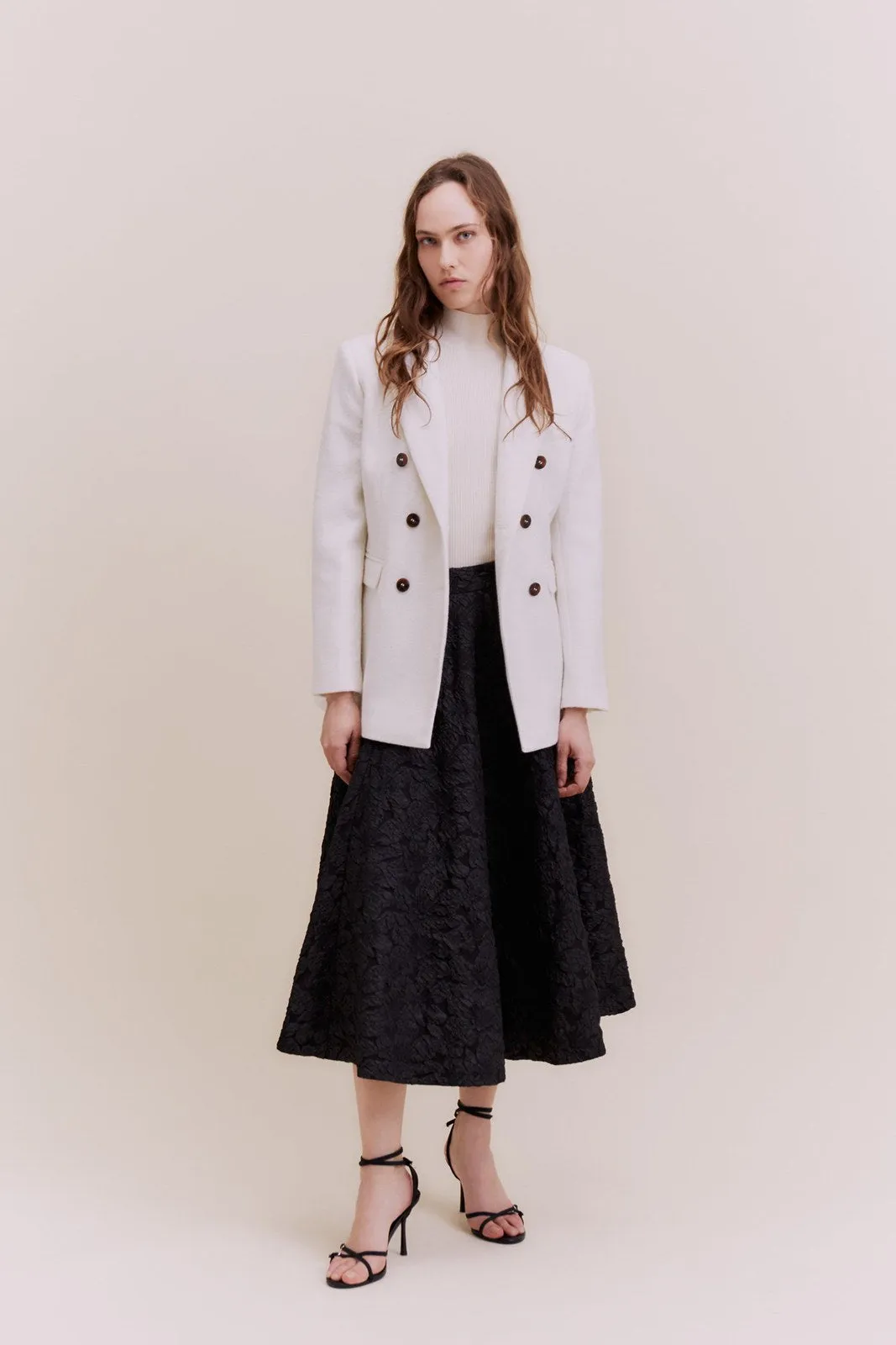 Flared jacquard skirt - Black