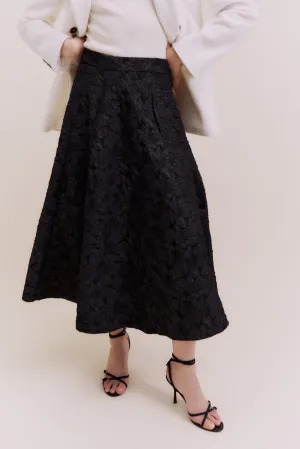 Flared jacquard skirt - Black