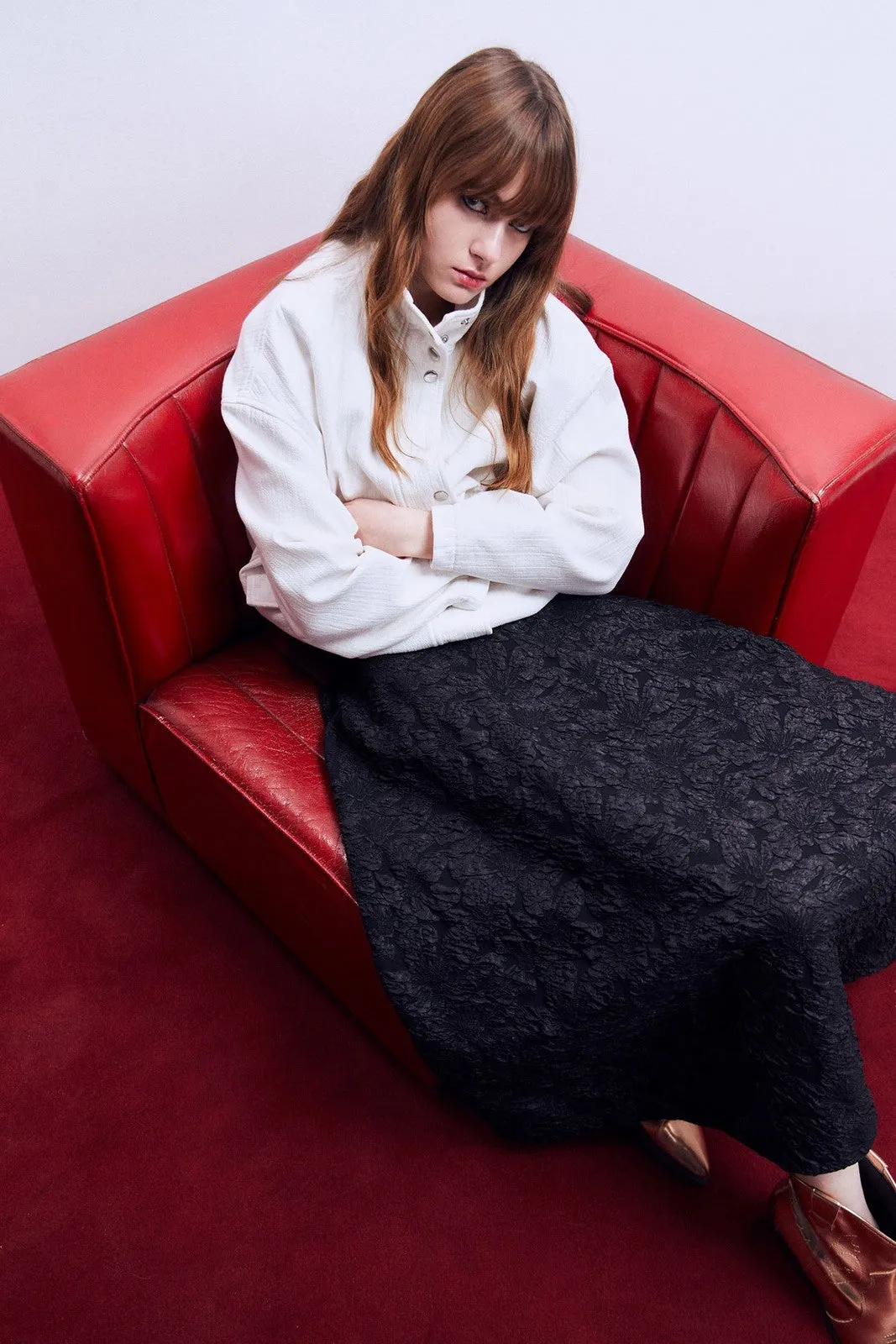 Flared jacquard skirt - Black