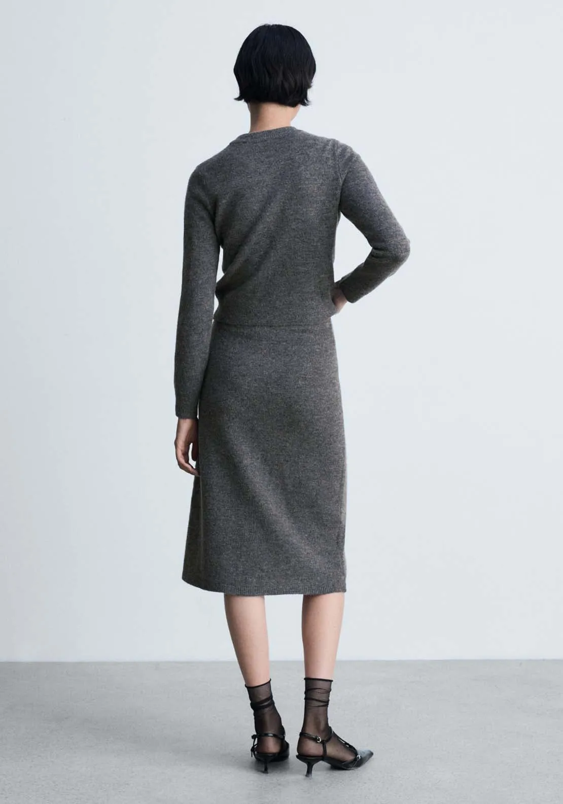 Flared knitted skirt - Gray