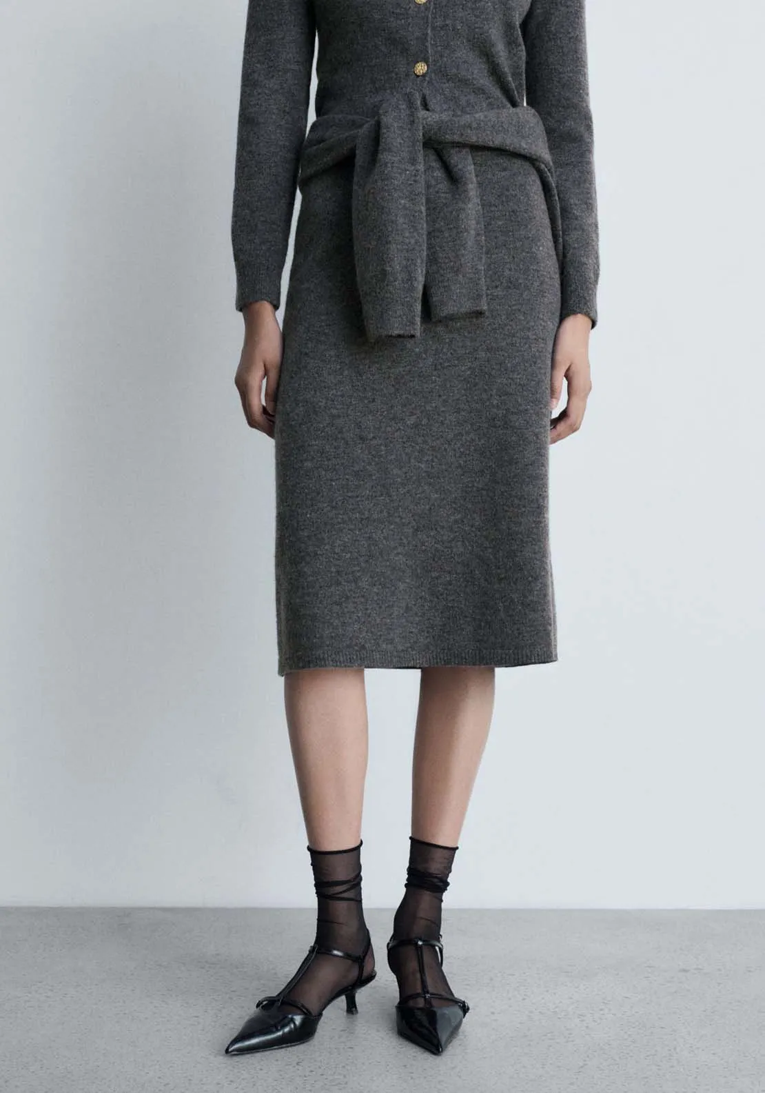 Flared knitted skirt - Gray