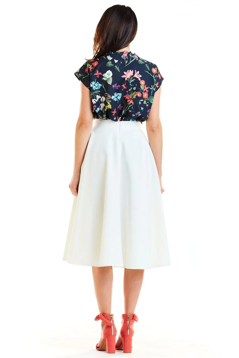 Flared Midi Skirt with Pockets