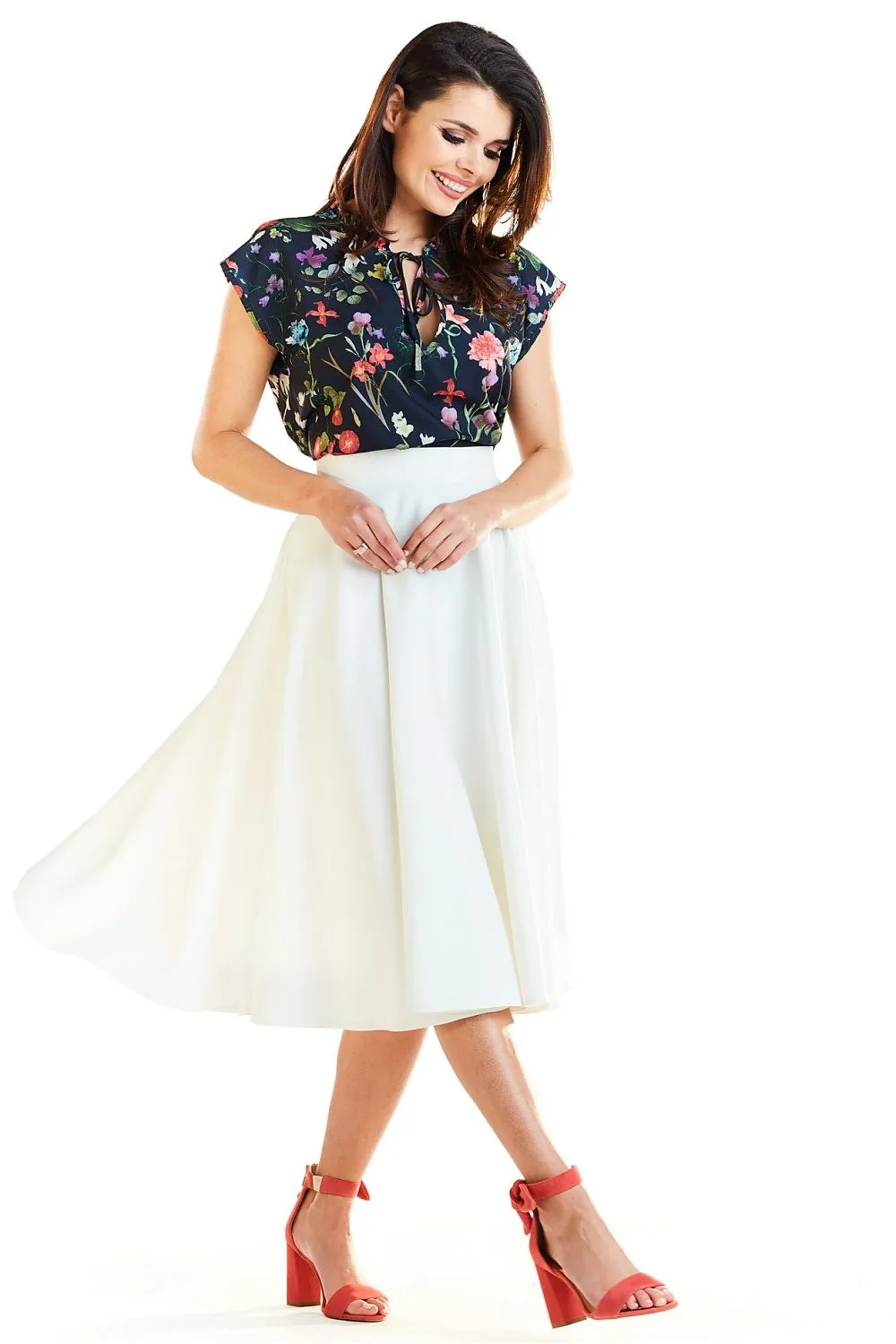 Flared Midi Skirt with Pockets