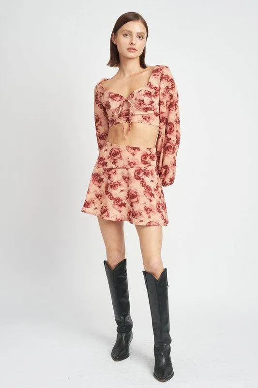 Floral Flared Mini Skirt