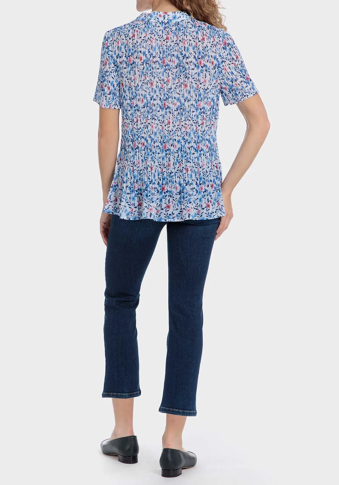 Floral pleated shirt - Blue