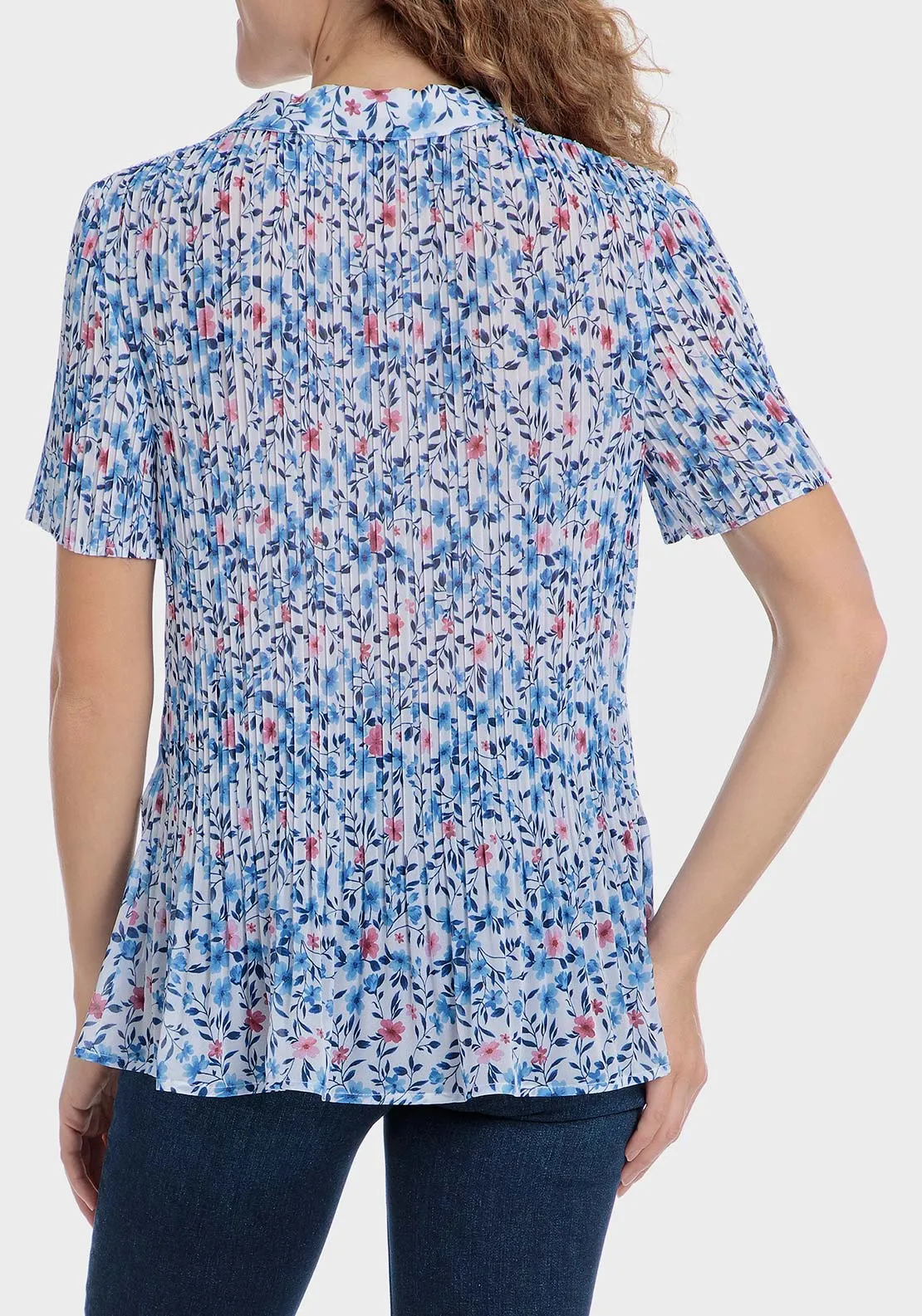 Floral pleated shirt - Blue
