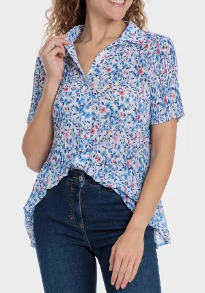 Floral pleated shirt - Blue