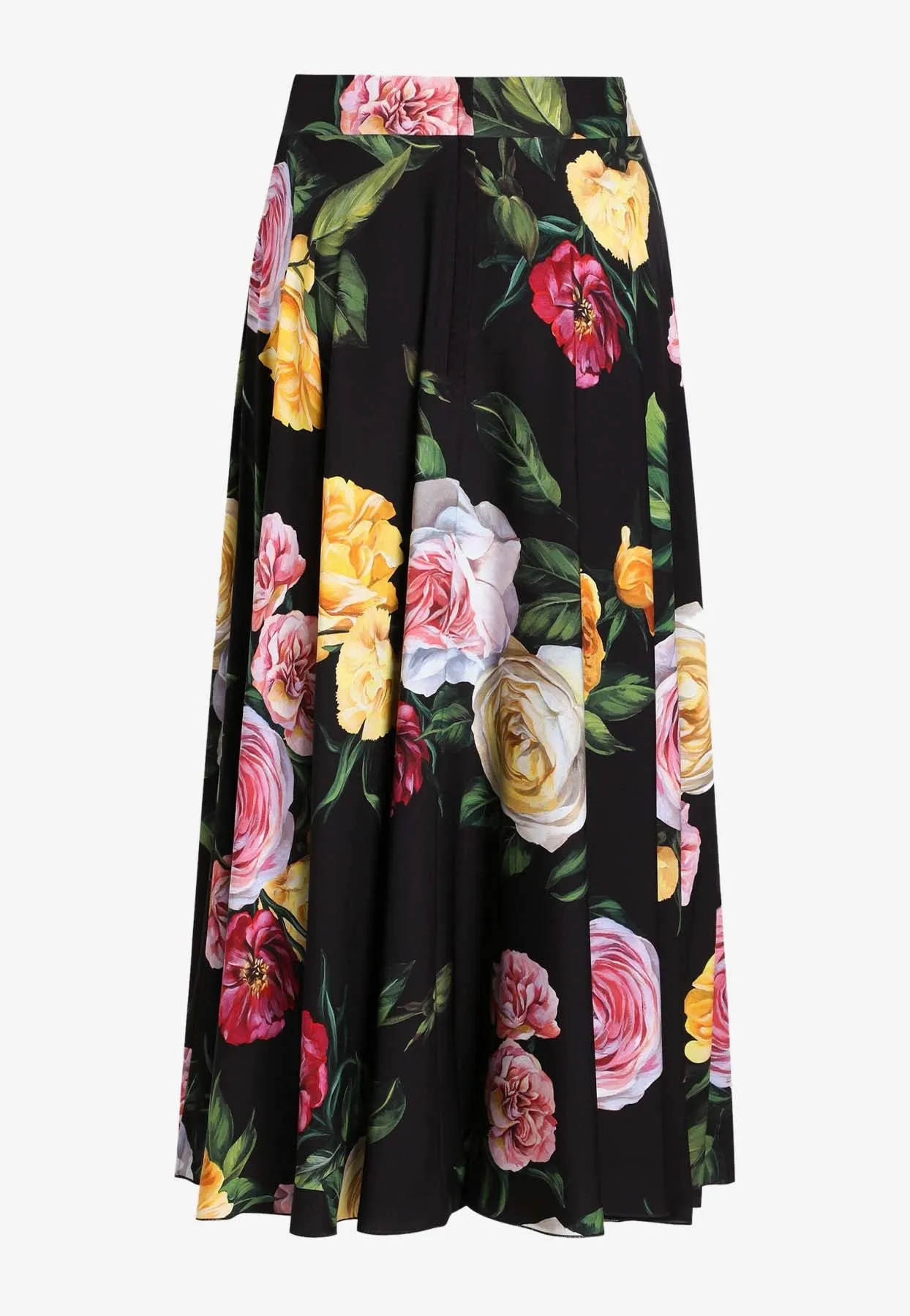 Floral Print Charmeuse Midi Circle Skirt