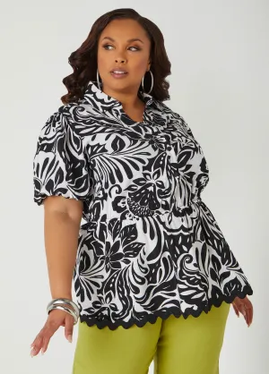 Floral Print Peplum Blouse