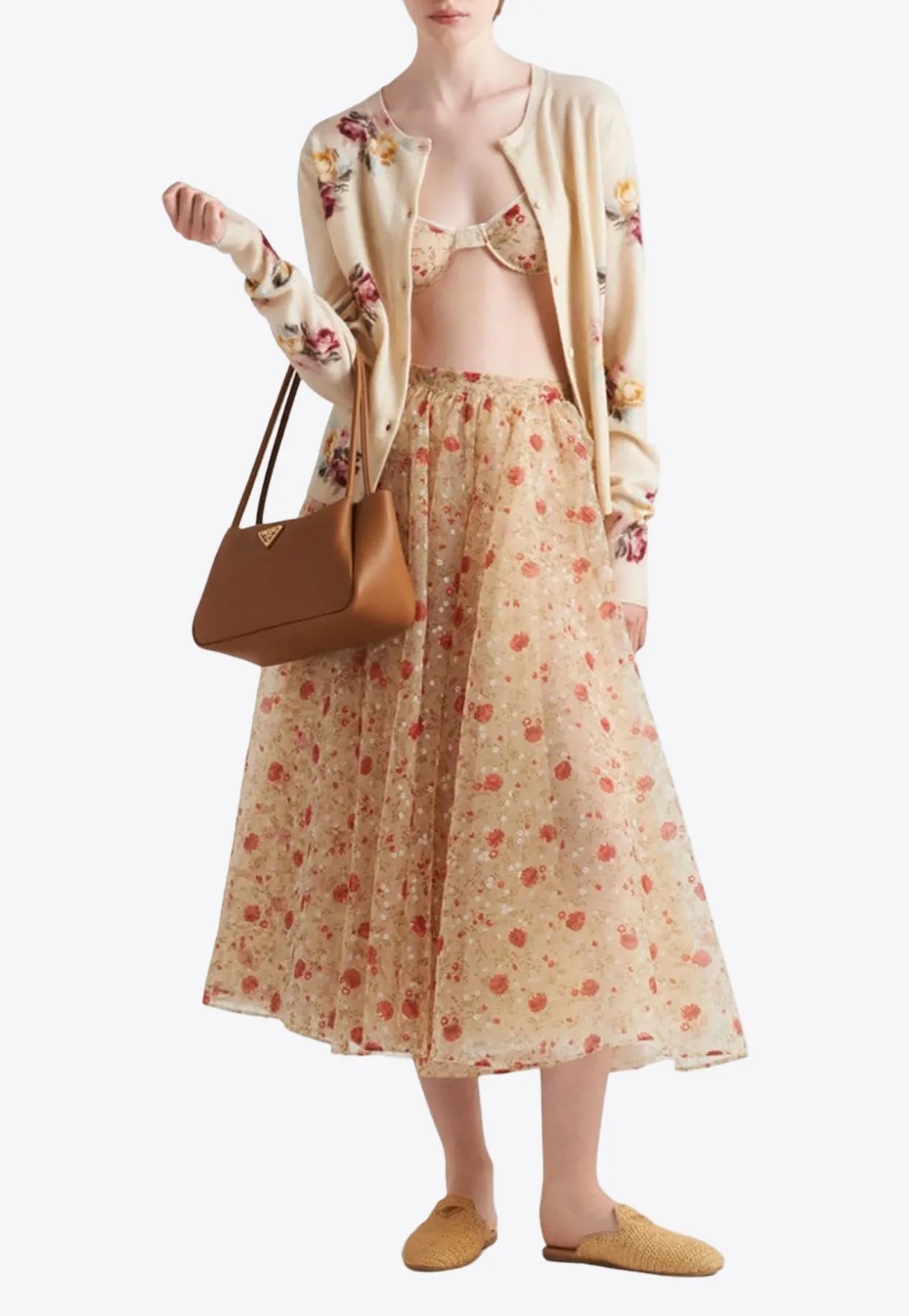 Floral-Printed Midi Skirt