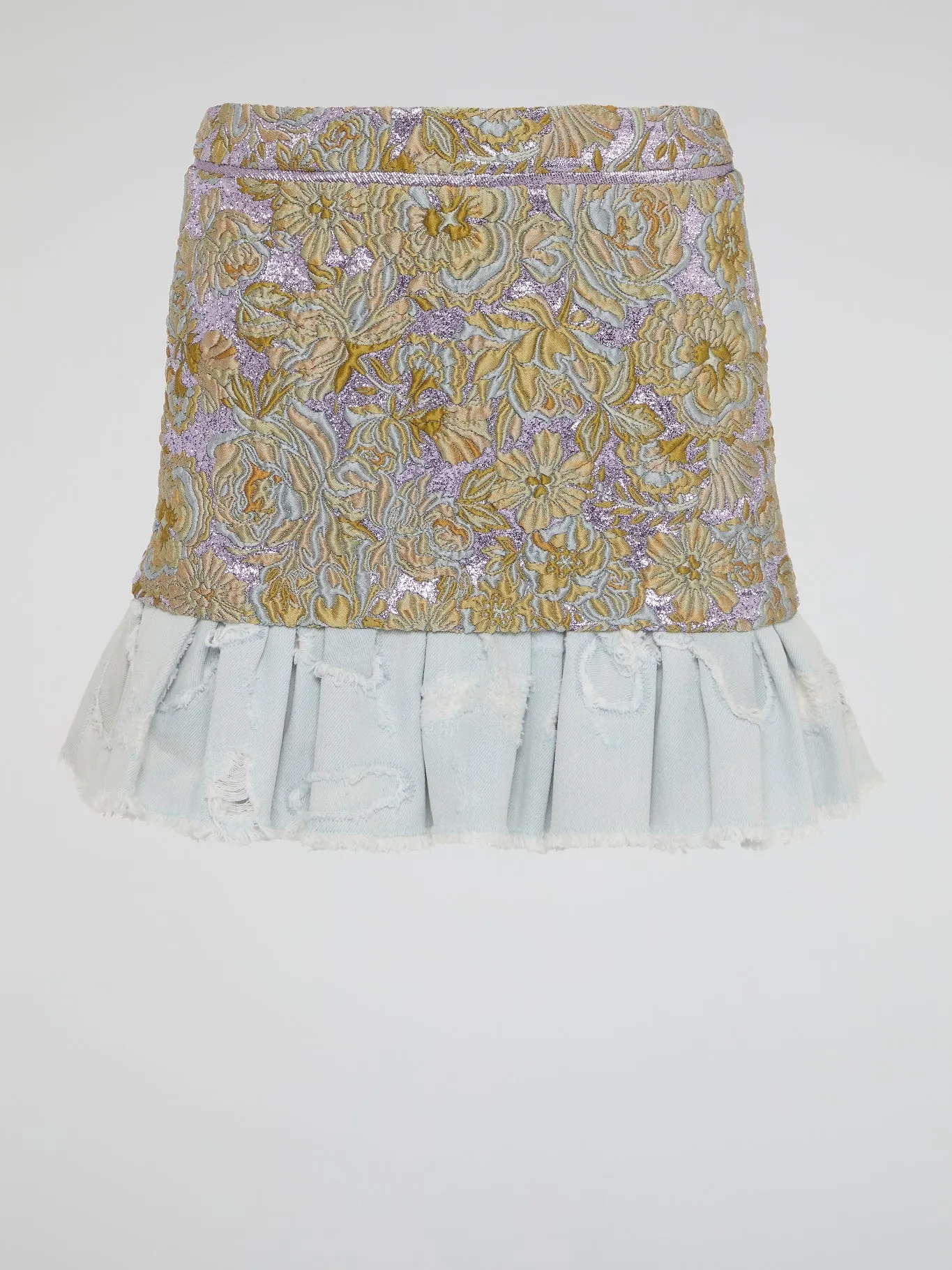Foliage Embroidered Flared Mini Skirt