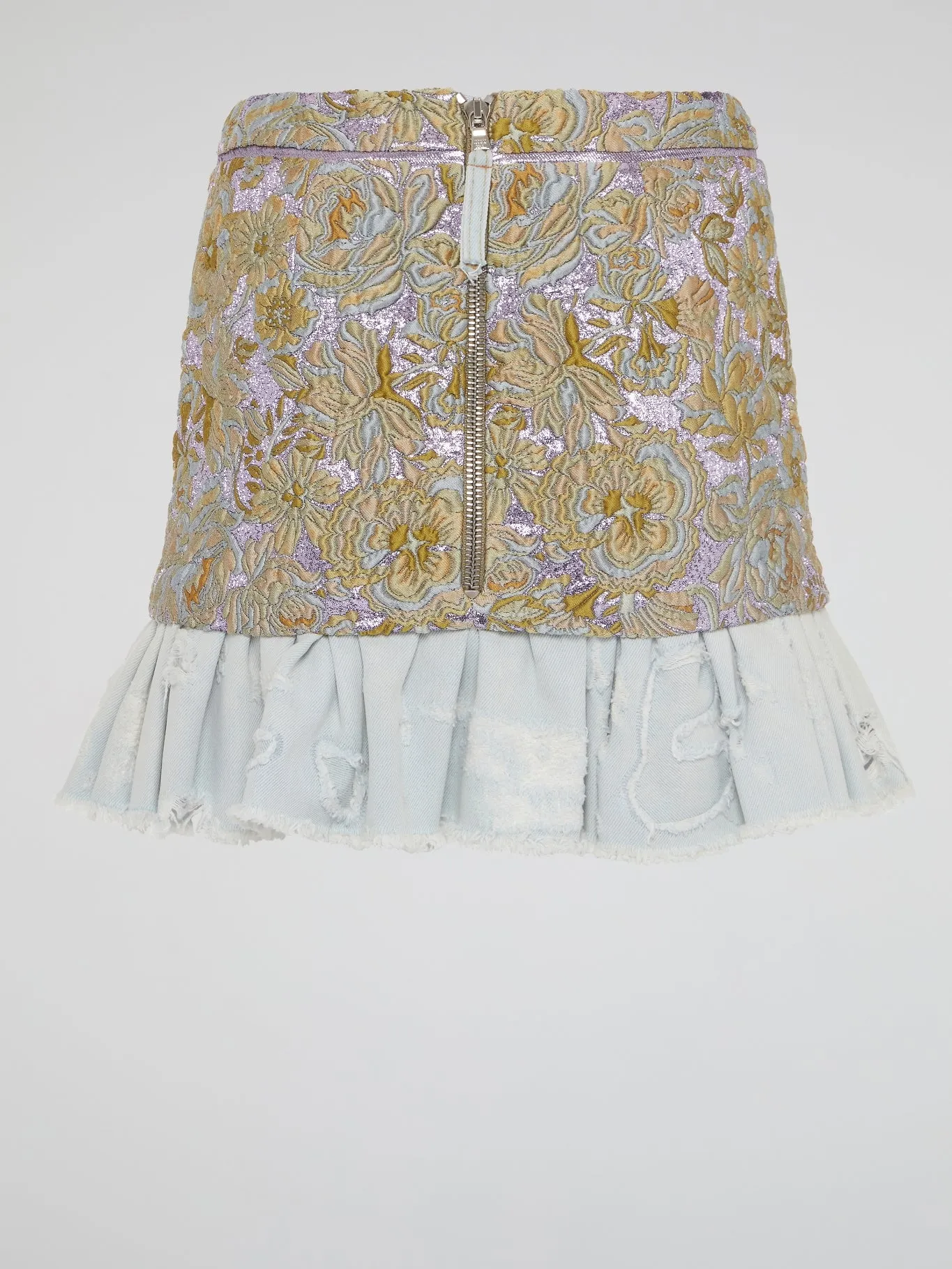 Foliage Embroidered Flared Mini Skirt