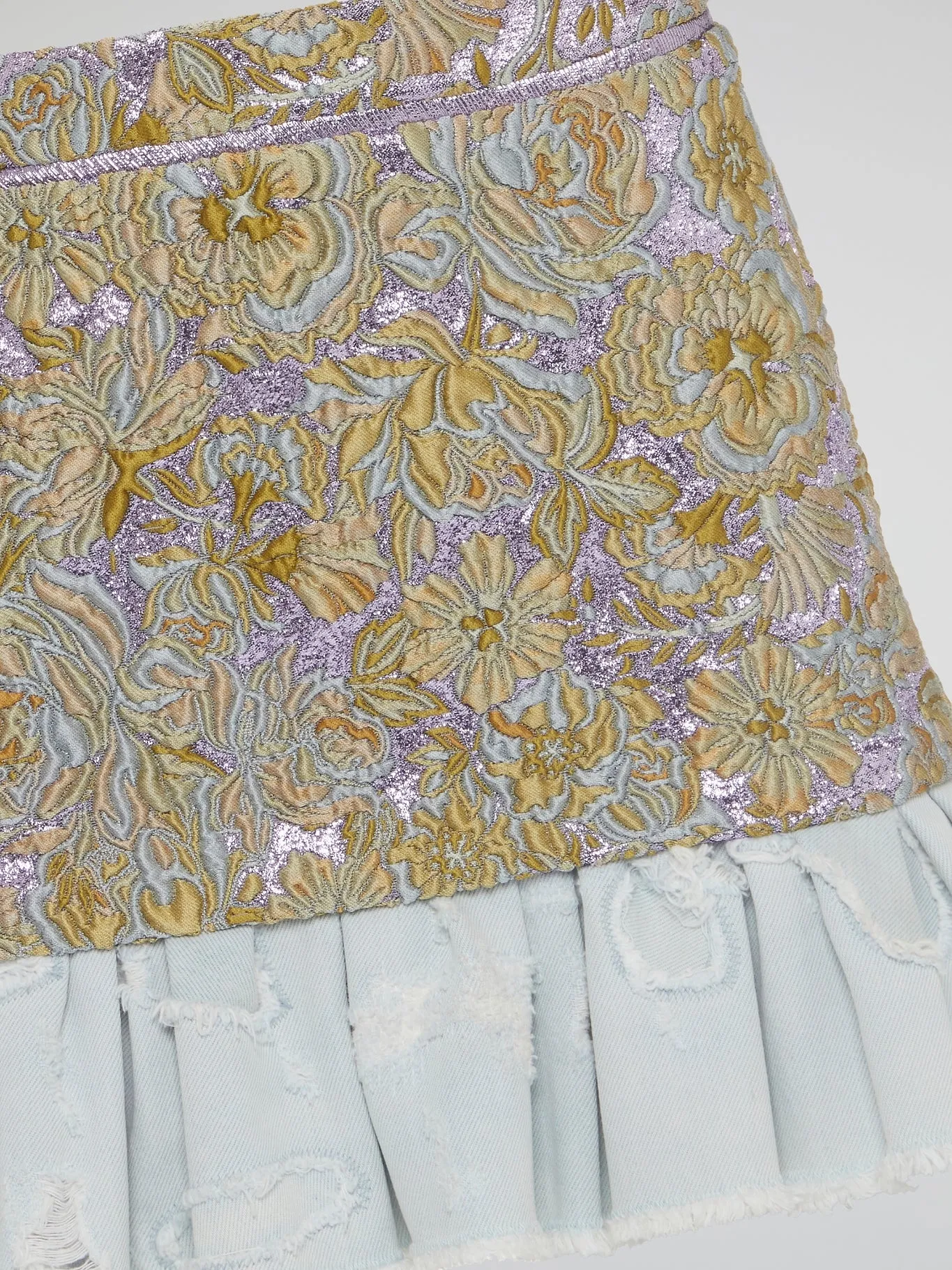 Foliage Embroidered Flared Mini Skirt