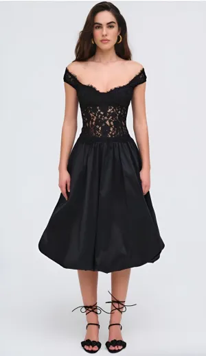 For Love & Lemons - Waverly Black Midi Skirt