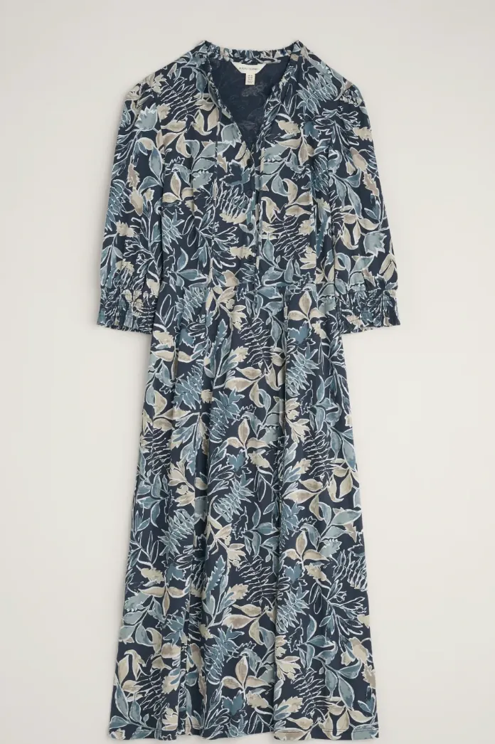 FOXTROT DRESS - INKED FOLIAGE DUSKY JADE