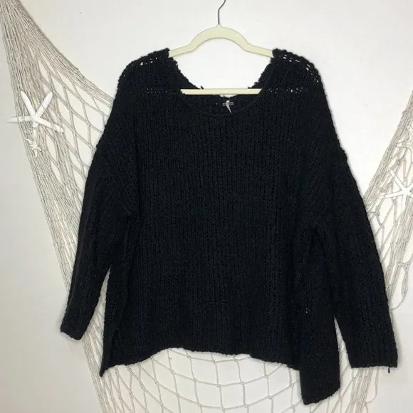 FREE PEOPLE Womens Black Care Eastwood Tunic Sweater XS