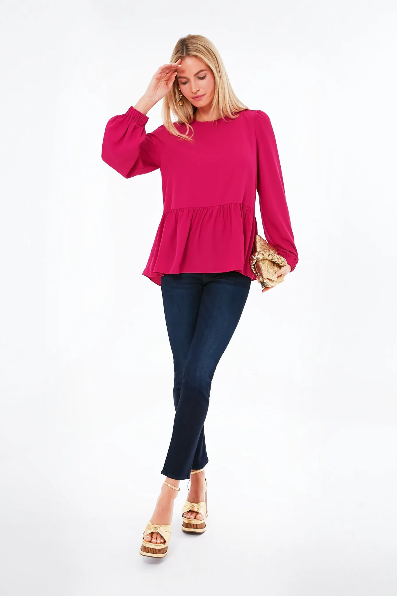 Fuchsia Carlota Peplum Blouse