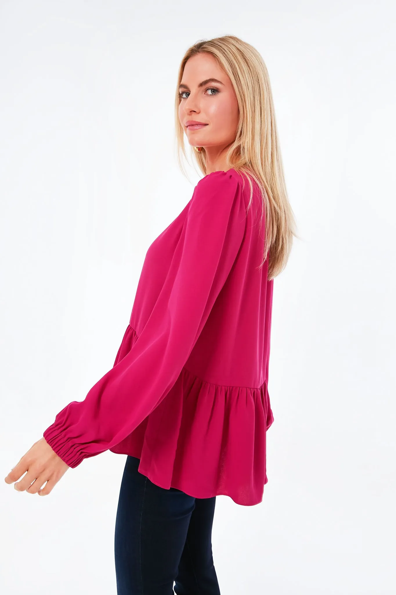Fuchsia Carlota Peplum Blouse