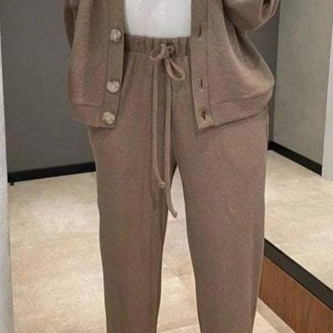 Full Size Button Up Long Sleeve Top and Pants Set