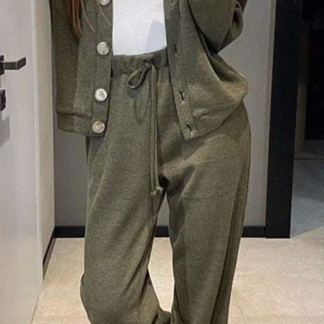Full Size Button Up Long Sleeve Top and Pants Set