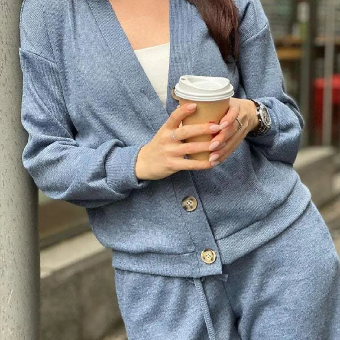 Full Size Button Up Long Sleeve Top and Pants Set