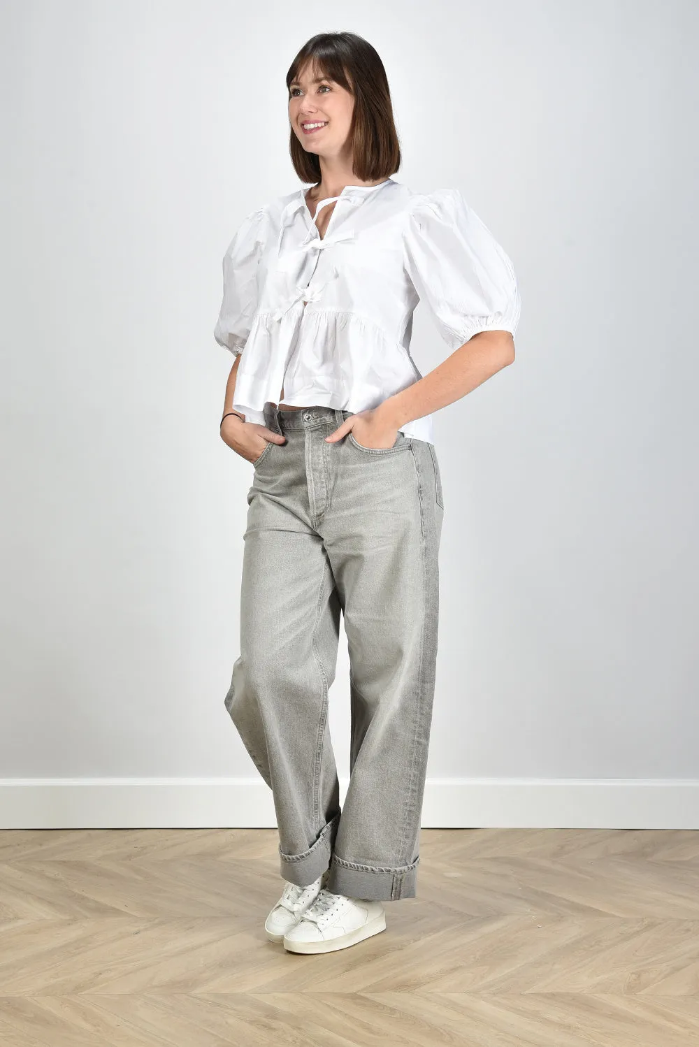 Ganni blouse F7364 bright white