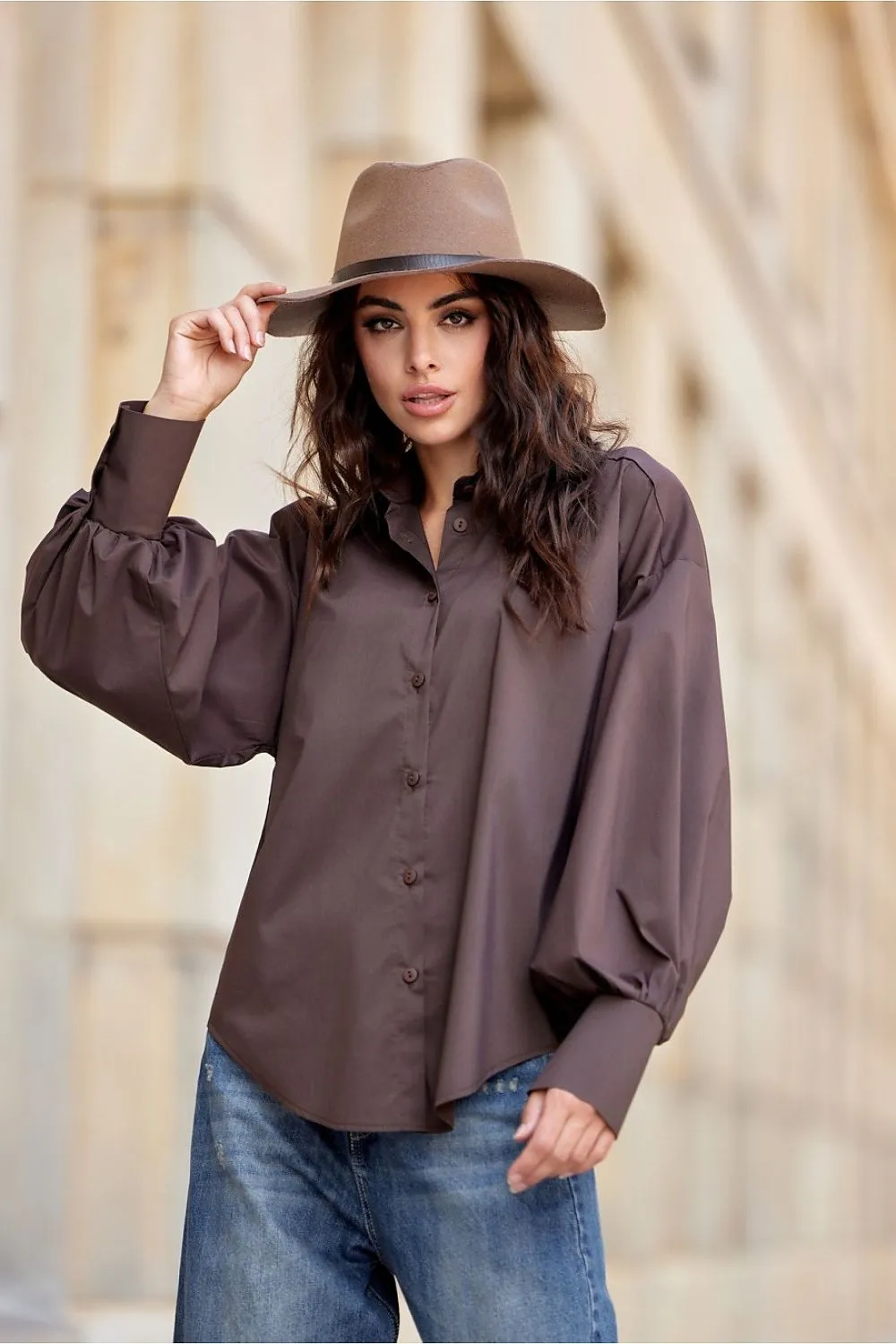 Gathered Puff Sleeve Shirt