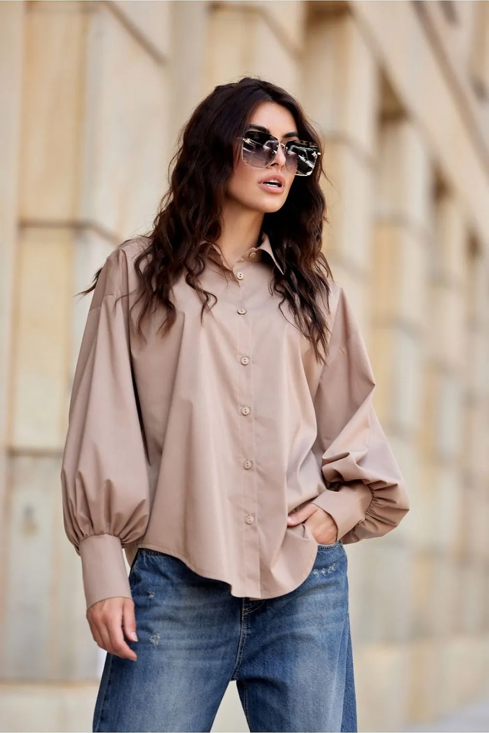Gathered Puff Sleeve Shirt