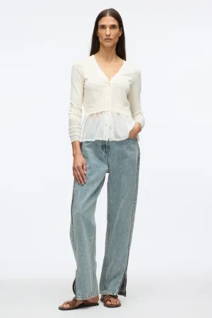 Gauze Peplum Double Layer Cardigan
