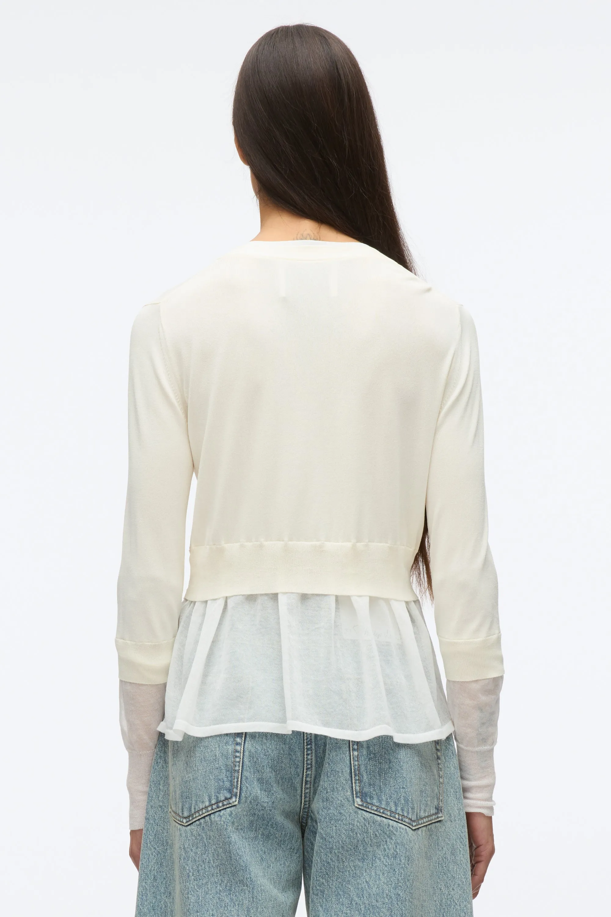 Gauze Peplum Double Layer Cardigan