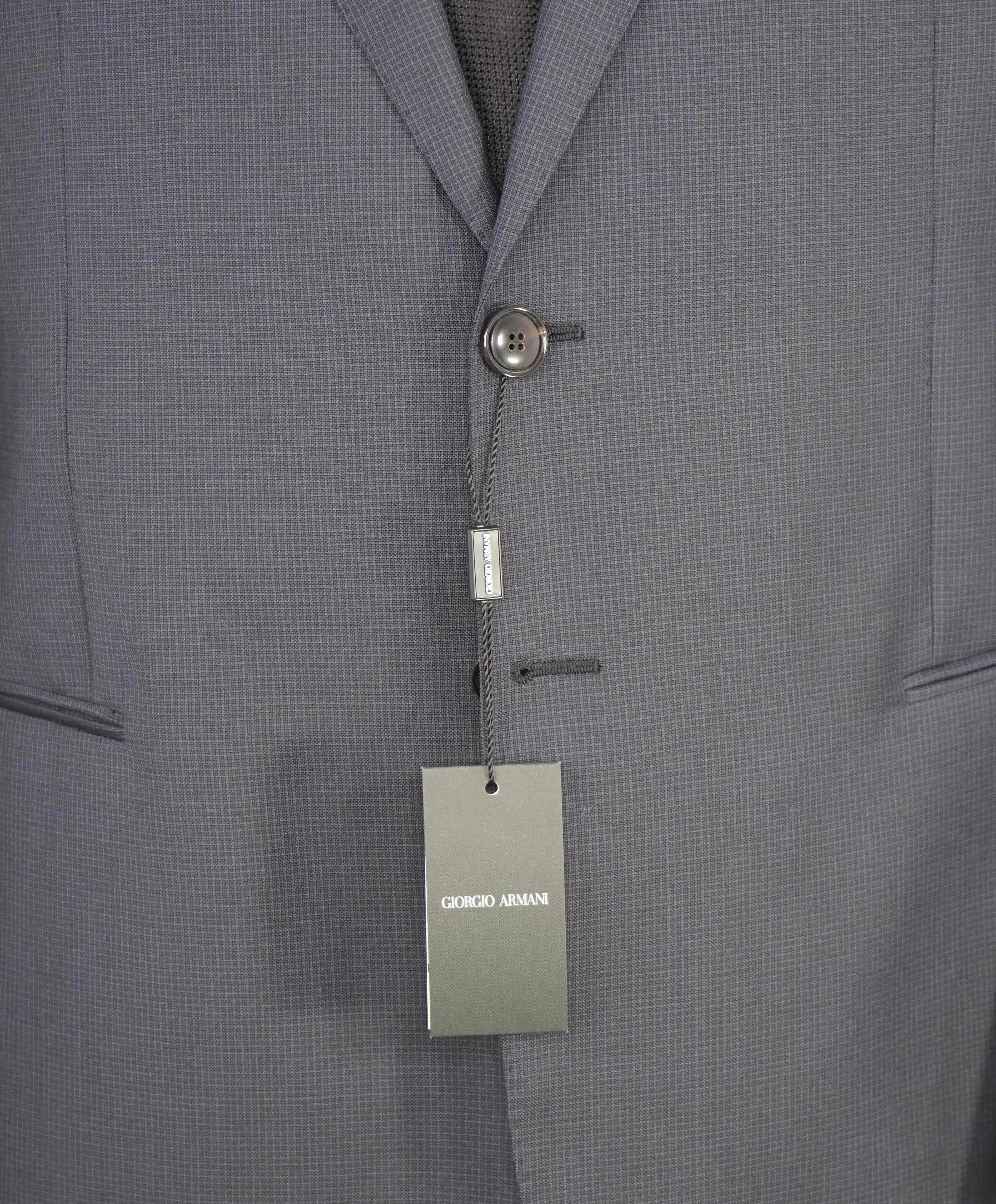 GIORGIO ARMANI - Navy Blue Micro Check “TAYLOR” Collection Suit - 46R