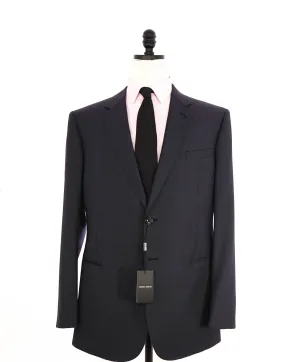 GIORGIO ARMANI - Navy Blue Micro Check “TAYLOR” Collection Suit - 46R