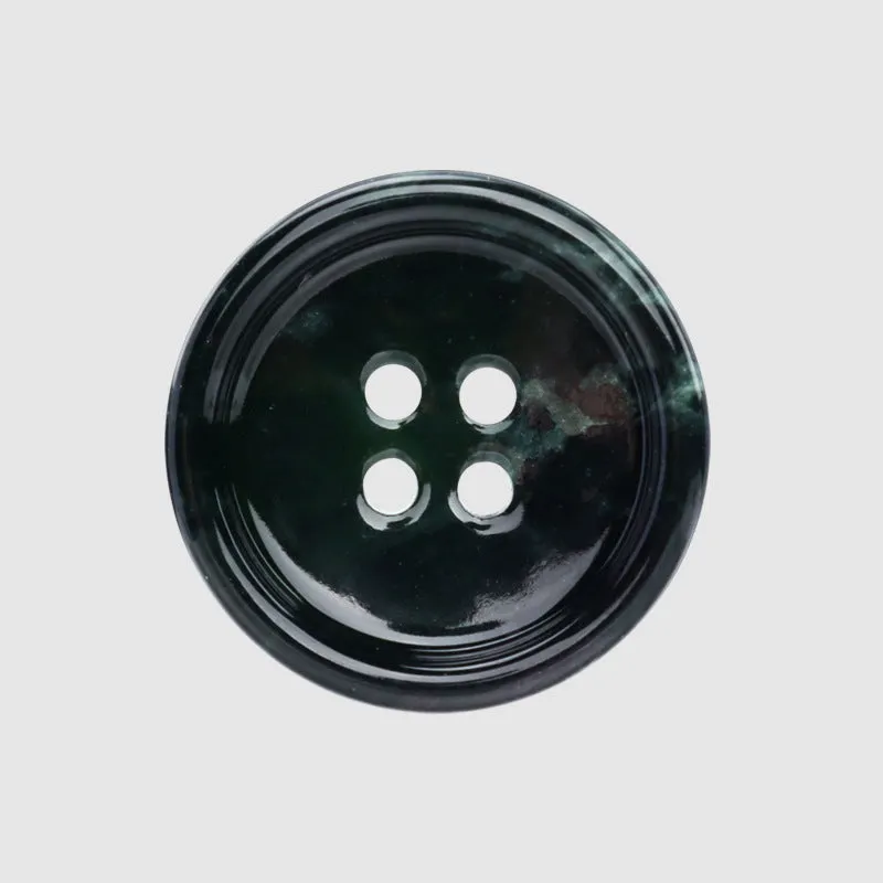 Glossy Black Round Natural Jade Four Hole Buttons for Suit Jackets Trousers 4pcs