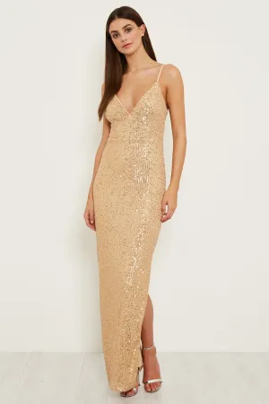 Gold Sequin Maxi Dress