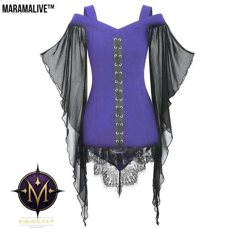 Gothic Swing Sleeve Irregular Panel Chiffon Shirt