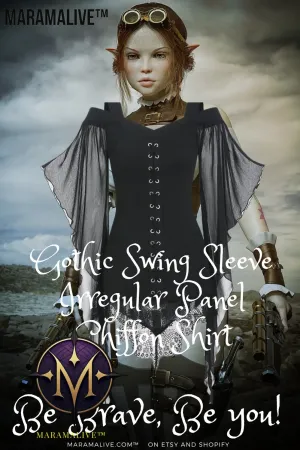 Gothic Swing Sleeve Irregular Panel Chiffon Shirt