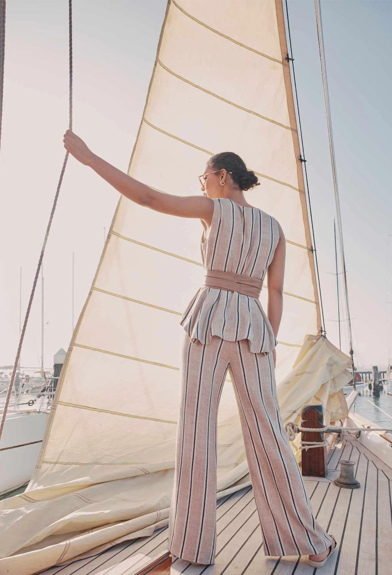 Grace Linen Vest in Cruise Stripe