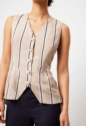 Grace Linen Vest in Cruise Stripe