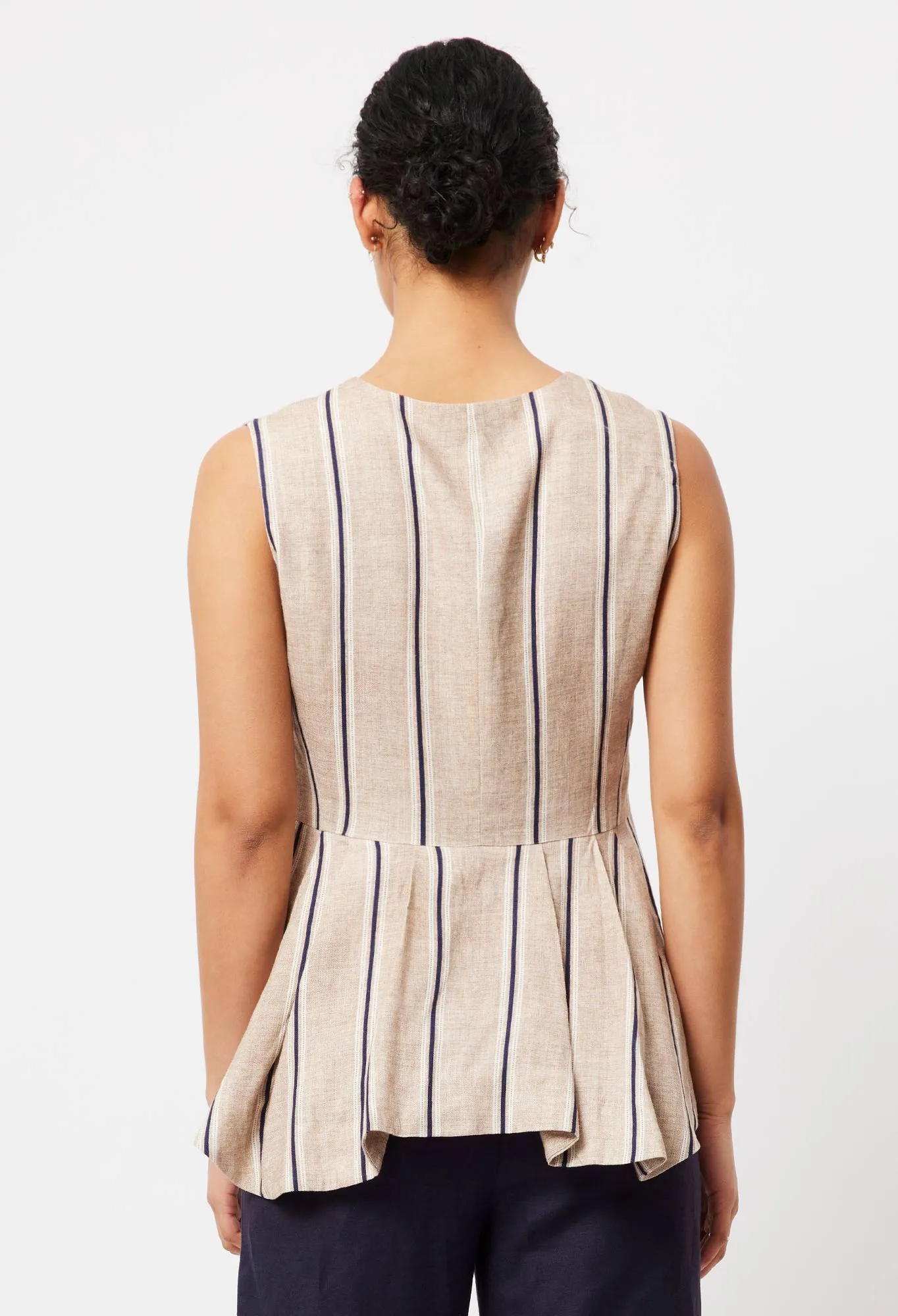Grace Linen Vest in Cruise Stripe