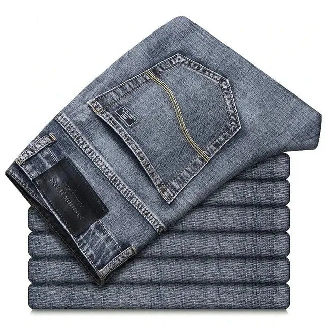 GrauFusion Klassische Sommer Herren Stretch-Denim-Hose mit geradem Schnitt