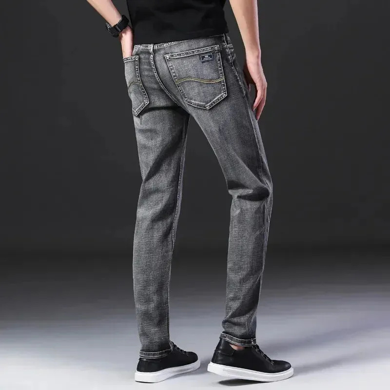 GrauFusion Klassische Sommer Herren Stretch-Denim-Hose mit geradem Schnitt
